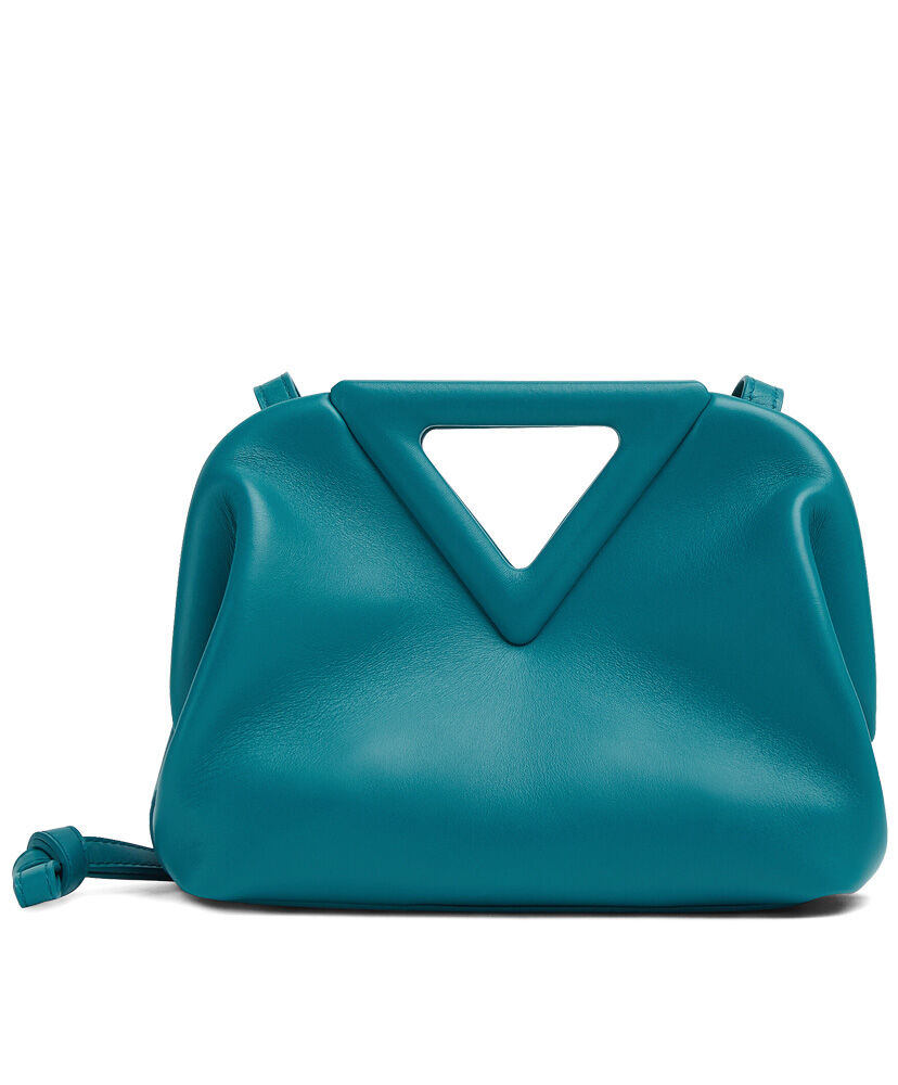 Bottega Veneta Point Leather Top Handle Bag Blue